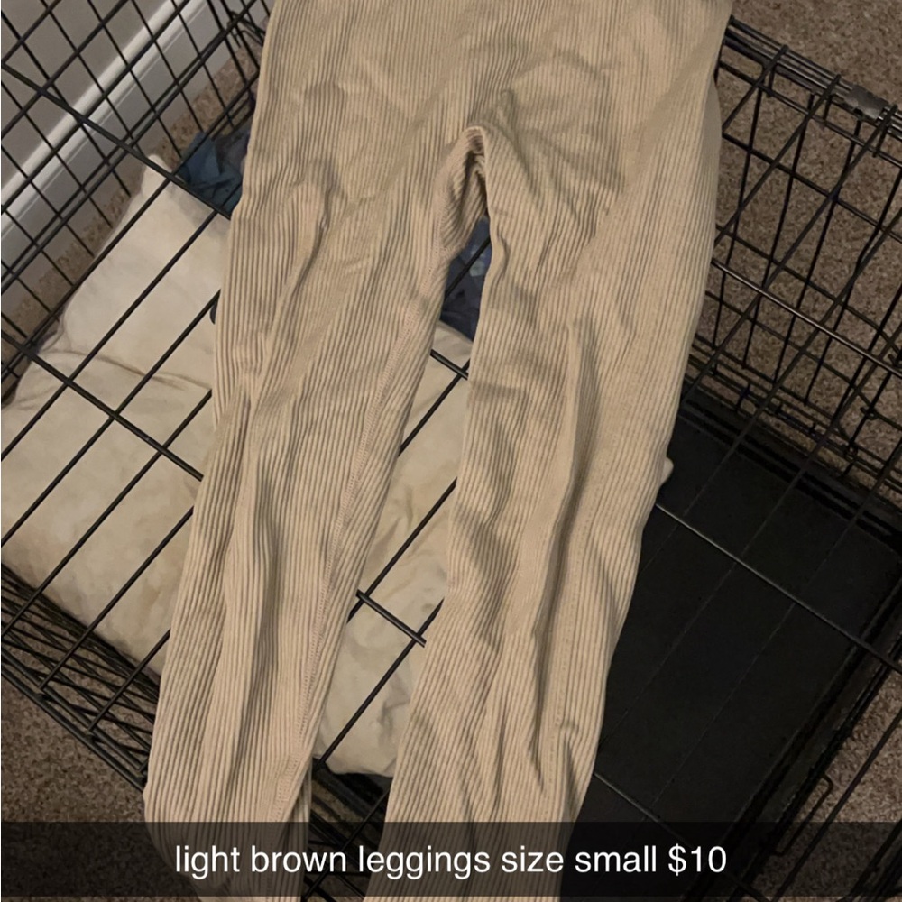 Light Brown Ribbed Leggings - Size Small
